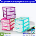V500 3-Tier Drawer Plastic Storage, Stackable Storage Drawers, Mini Drawer Unit, Clear Plastic Desk Storage Box for Home Collection, Cosmetics, Office Supplies, Craft Storage By Electrica. 