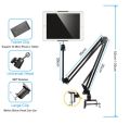 Overhead Tripod  Articulating Arm Phone Holder mount, Lazy tripod Video Webcam Arm Stand for Baking Crafting Demo Videos/Live Streaming makeup sketching vlog or blog tripod stand. 