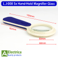 LJ-008 5x 50mm Zoom Hand-Hold Magnifier Glass With one ED Lights + CR2016 Battery Cell Exclamation Mark type Magnifier by Electrica. 