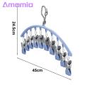 Clothes Hanger with 10 Pegs Space-saving Stainless Steel Sock Hanger with 10 Clips Waterproof Laundry Rack for Southeast Asian Buyers. 