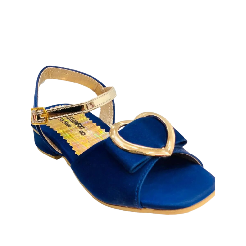 Super stylish Blue pure steel heart bow shining sandals in