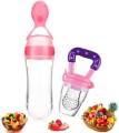 Pack of 2 Baby Spoon Feeder Silicone with Fruit Pacifier - Silicone Spoon for BabyFeeding with Pacifier - Baby Silicone Squeeze Spopn Feeder for Crawling Baby and Toddlers. 