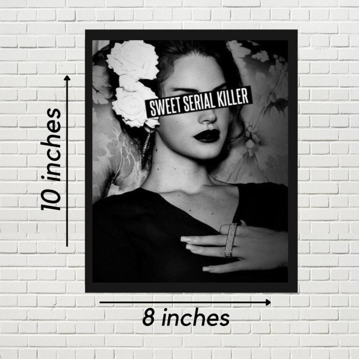 Aesthetic girl wall frame black theme room decor