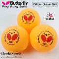 3-Star 40mm Butterfly Plastic Professional Table Tennis Balls ( Pack of 3 )-Japanese Quality Plastic Ping Pong Ball, Tennis Ball. 