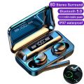 Original M10 & M19 & F9 Proi7S Double Wireless Bluetooth Hand Free with Power Bank Earphones White bluetooth ear phone for all cell phones use. 