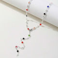 Fashion Colorful Imitation Crystal Long Y-shaped Necklace Metal Collarbone Chain Holiday Party Body Jewelry XIEGONG. 