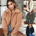 2020 Women Thick Warm  Bear Pocket Fleece Jacket Coat Zip Up Outwear Overcoat Winter Soft Jacket Female Plush Coat Elegant. 