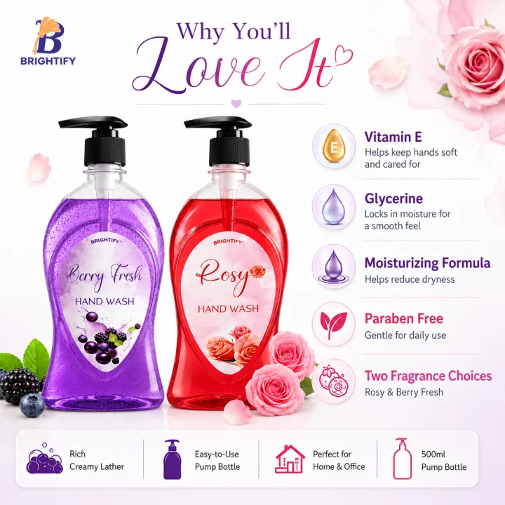 Brightify%20Hand%20Wash%20500ml%20%7C%20Rosy%20&%20Berry%20Fresh%20%7C%20Moisturizing%20Vitamin%20E%20Liquid%20Hand%20Wash%20%7C%20Long%20Lasting%20Fragrance%20-%20Image%203