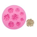 Rose Flower Silicone Fondant Mold Round 8 Cavity. 