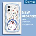 dienya For Xiaomi MI Redmi 10 5G Case Cartoon Cute Shy Doraemon Colorful Lovely Cream Wave Border Soft Clear Shockproof Phone Cases Creative Camera Transparent Casing Simple Silicone Protective Cover. 