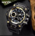 SANDA MC502 Multicolor Dual Time Quartz Digital Sport Military Watch | Waterproof & Shock-Resistant for Active Men. 