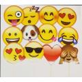 EMOJI THEME BIRTHDAY PARTY PROPS - PACK OF 12 PROPS - EMOJI PROPS. 