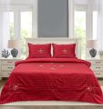 Mahogany Silk Embroidered Bed Sheet Set. 