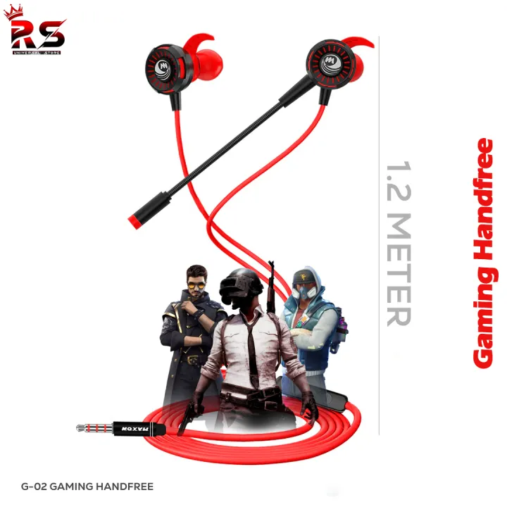 Maxon G-02 Gaming Handsfree- Super Bass In-Ear Gaming Earphones for Pubg/Cs/Cod/Fortnite- Compatible For All Smartphones - 360° Flexible Mic- Noise Cancelling Gaming Headphones | Rs universal Store