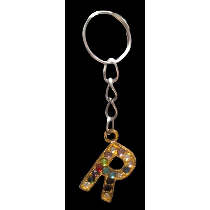 Keychain Fancy Alphabet R For Girls/Boys Key Ring Key Holder Mobile Phone Straps Metal Golden QWIS-1205-20 QUALITY WEB STORE