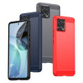 Leweisi Carbon Fiber Bumper Phone Case For Motorola Moto G72 Back Cover Coque Shockproof Protective. 