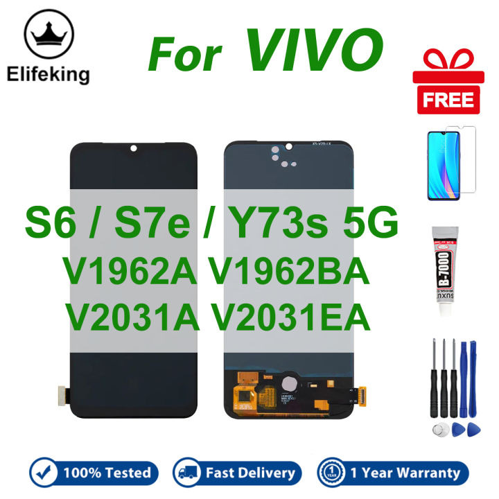 LCD No Frame For VIVO S6 S7e Y73s 5G Display Touch Screen Digitizer Assembly Replacement Parts V1962A V1962BA