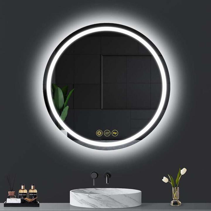 AI-LIGHTING 600mm Round Bathroom LED Mirror Illuminated Backlit 3 LED Light | ANE034