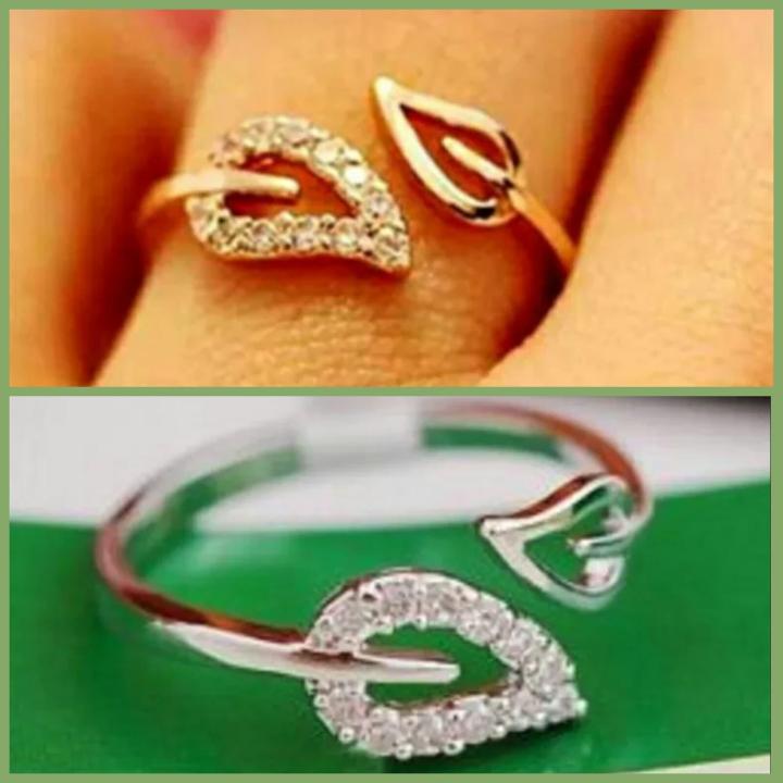 Leaf%20Shape%20Silver%20Girls%20Ring%20Crystal%20Rhinstone%20Stylish%20Trendy%20Fashion%20Jewellery%20Women%20Rings%20-%20Image%203