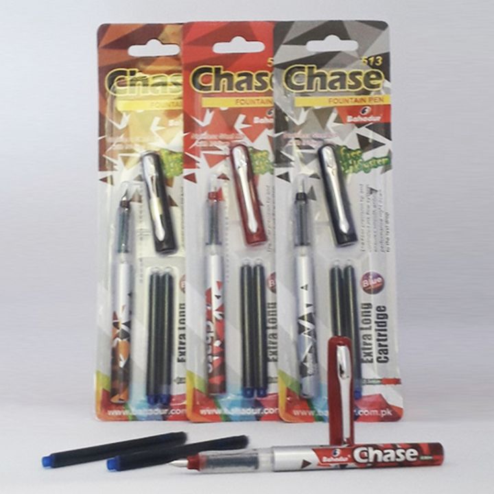 Bahadur Chase Fountain Pen- Premium- Iridium Nib Ink Pen- Free Euro cartridge