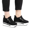 Girls High Heel Wedges Shoes, 4-Inch Canvas with Zipper Lock, Height-Increasing for Women. 