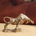 Retro Copper Animal Home Decor Brass Wall Street Bull Sculpture Animal Statue Miniature Figurine Office Desk Home Decoration. 