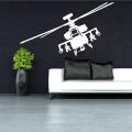 SIZE: 4 X 1.5 Feet -Apache Military Forces Helicopter Motivational designed Wall Sticker for Boys, Officers, Students, School, Decor, Kids, Office Lovers - White Color. 