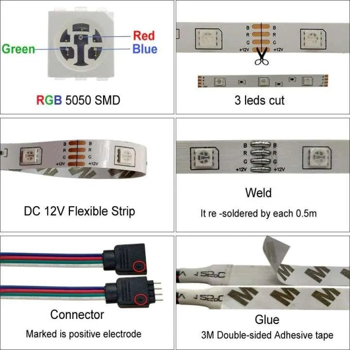 SMD%205050%20Waterproof%20Rgb%20LED%20Strip%20Light%20with%20Remote%20Controller%20Power%20Supply%20Multicolour%2012v%20-%20Image%203