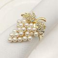 FLYEER Grapes Napkin Rings Set of 12, with Glittering Imitation Diamond and Pearls Inlay Alloy Napkin Ring Holder. 