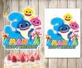 Personalized Digital Cake Topper Baby  Shark Theme Topper for Birthday Party Celebration. 