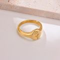 Pinky Ring, Signet Ring, Men Women Ring,Stainless Steel Floral Signet Rings,CZ North Star Celestial Ring. 