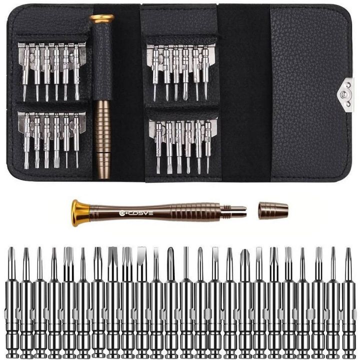 25 in 1 Precision Screwdrivers Set,Mini Screwdrivers Repair Tools Kits with Leather Case for Mobile Phone