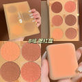 Xiyuan chestnut six-color blush plate cross-border white orange nude makeup highlight eye shadow six-color rouge student party. 