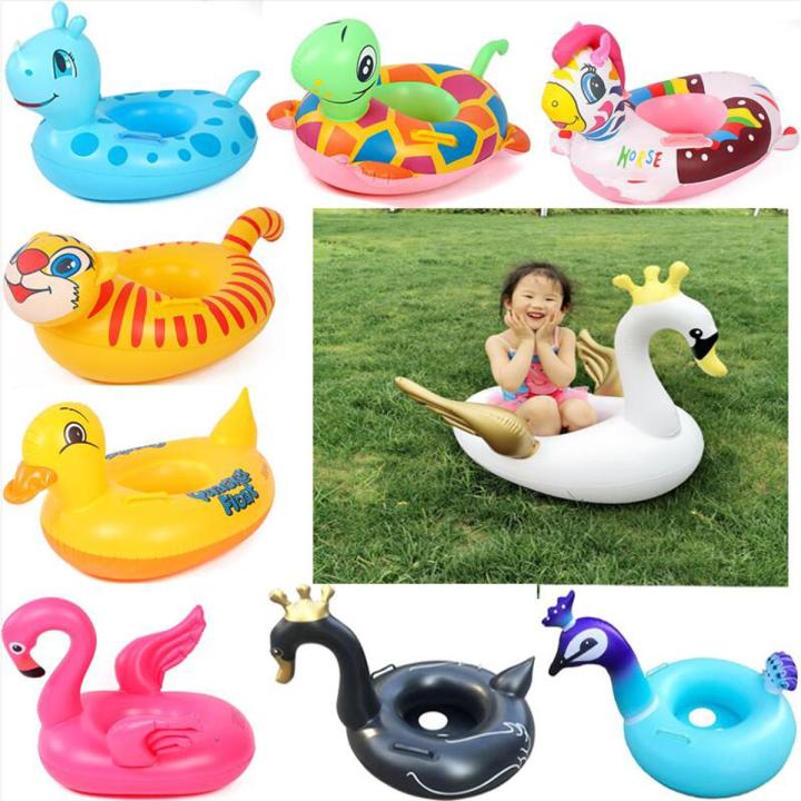 Kids Swimming Pedestal Ring Cross-Border Water Toys Baby's Swim Ring Wholesale Cartoon Life Buoy Inflatable Animal Boat