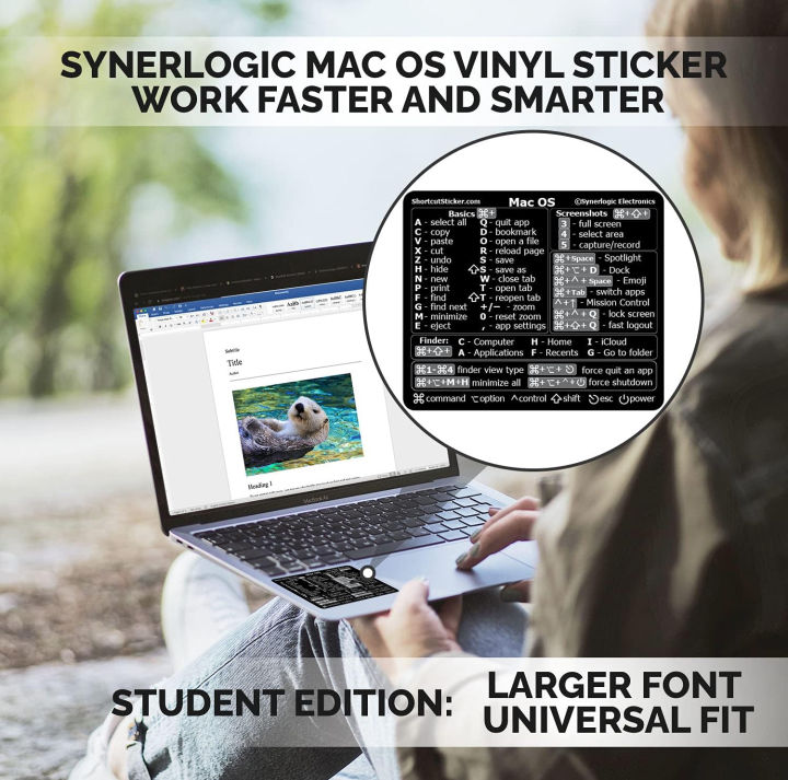 Universal for Mac OS Reference Keyboard Shortcut Sticker for Any MacBook Air/Pro/iMac/Mini Black