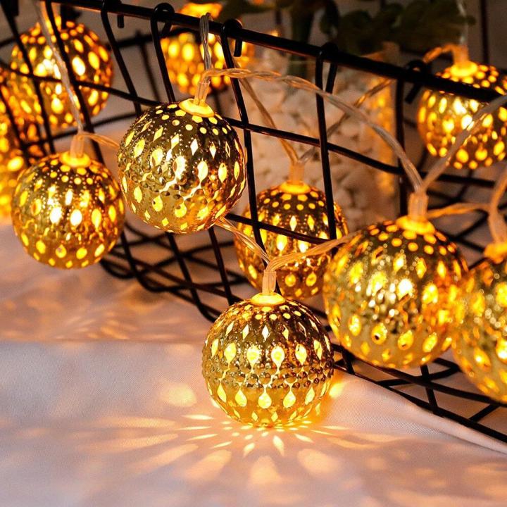 Metal Globe LED Fairy Lights Moroccan Style Outdoor Ring Light for Eid Birthday Party Milad Melad Christmas New Year Festival home decoration items