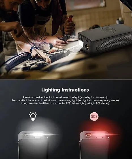 Tdplus Tire Inflator Portable Air Compressor, 150PSI Cordless Pump with LCD Screen 5200mAh Rechargeable Battery, Electric Tire Pump Power Bank with Emergency Light for Cars Bikes Motorcycles Balls C3106 portable wireless air compressor power bank tire