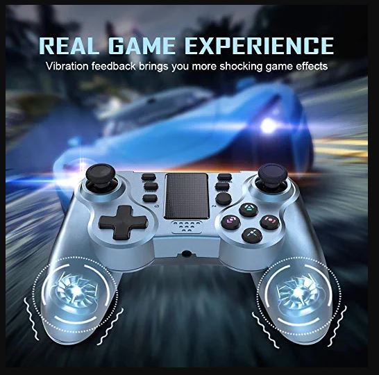 Controller for PS4, PowerLead Wireless Gaming Controller Six-axis Dual Vibration Gamepad for Playstation 4/Playstation 3 with Colorful LEDs and Touch Pad