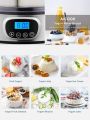 AICOOK Automatic Digital Yogurt Maker, EP2305 Timer Control & LCD Display, 304 Stainless Steel Body 7*200ml Glass Jar 1400ml Adjustable Timer And Auto Switch-Off Easy to Use and Clean, For Home made Yoghurt.. 