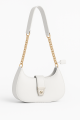 Trendy Faux Leather Crescent Bag – Gold Chain & Turn-Lock. 