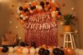 Elegant Birthday Rose Gold Theme Decorations with Black Balloons Combo. 