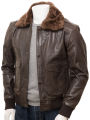 Mens Antique Brown Leather Flight Jacket Bolberry. 
