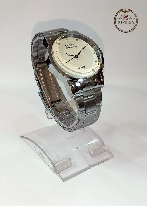 Positif Men's Luxury Watch with Silver Stainless Steel Strap and Quartz Precision