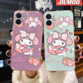 JIUMOO For Oneplus Nord 2 5G Case Cartoon Lovely My Melody Square Edge Original Soft Plating Pattern Phone Cases Shockproof Casing Full Cover Camera Lens Protection Cover. 
