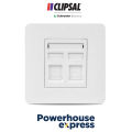 Clipsal 2 Gang Telephone Outlet, Clipsal by Schneider Telephone Socket Outlet, White Telephone Socket Wall Plate, Clipsal Zencelo 2 Gang Telephone Wall Outlet, Clipsal Telephone Wall Station Socket Outlet Panel Face Plate E8432RJ64 WE. 