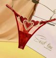 Premium Breathable Seamless Heart Pattern Panty Lingerie - Red Women's Underwear - Sexy Panties One Size 40-75kg. 