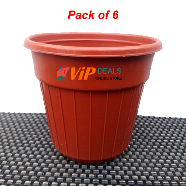 6/Pcs. - Plastic Pots for Cactus Flower Plants 4.7x4.4 inches G-104- Brown