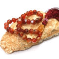 8mm Natural Stone Red Aqeeq Tasbeeh 33 Beads with metal chain | Tigereye Tasbih muslim zikr prayer Tasbeeh - handmade Rosary 8mm tasbi counter Stress Relaxation. 