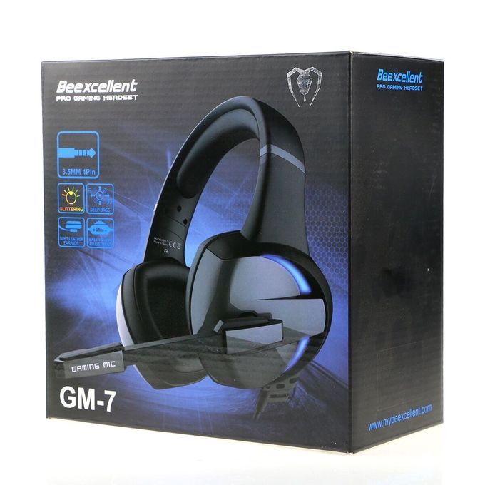 BEEXCELLENT GM-7 RGB GAMiNG HEADSET WiTH NOICE CANCELING MiC RGB Light Brings Strong Gaming Effect Ergonomic Design Multiple Platform Compatibility 3.5mm,PS4, TABLET,  PC, LAPTOP, MOBILE