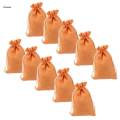 10pcs Linen Drawstring Bags Wedding Party Gift Bag Pouches Orange,10x14cm. 